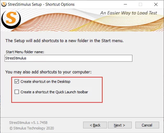 stresStimulus setup options