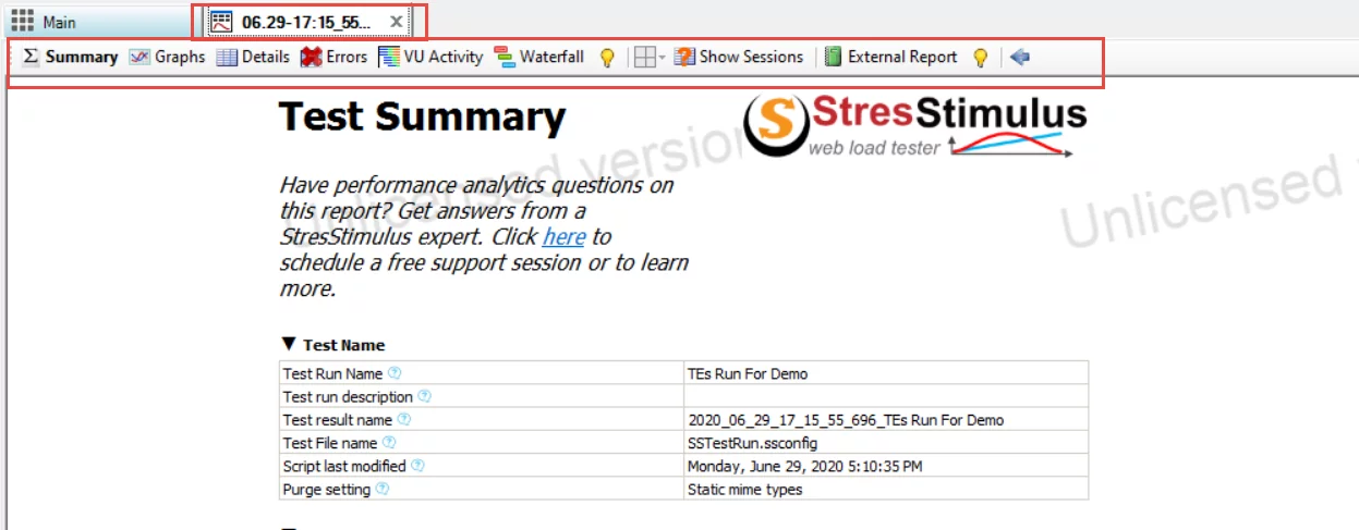 test summary 