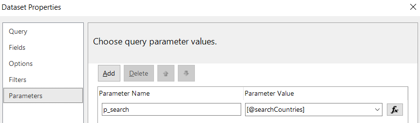 Choose query parameters values