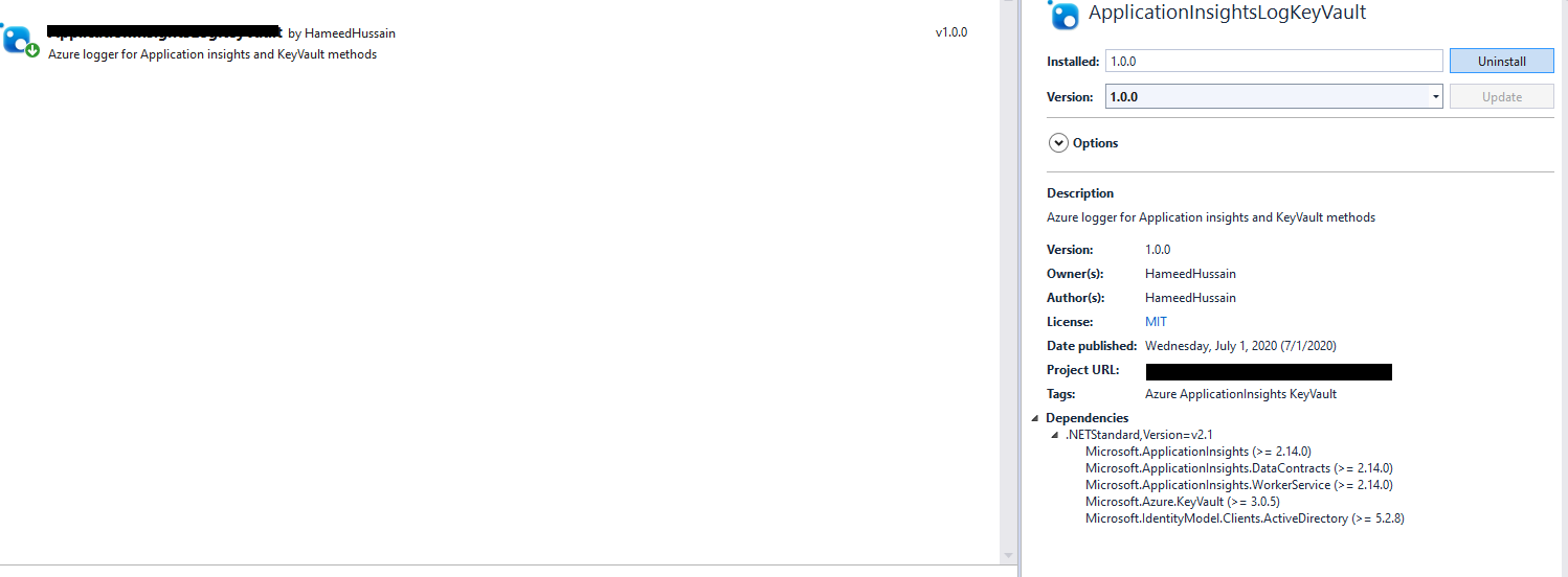 see this package in the Visual studio