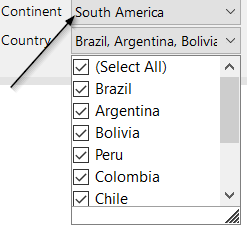 this image shows only South American Countries -ssrs cascading parameters