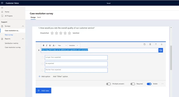 this image shows allow customers to choose multiple answers - Dynamics 365 Customer Voice