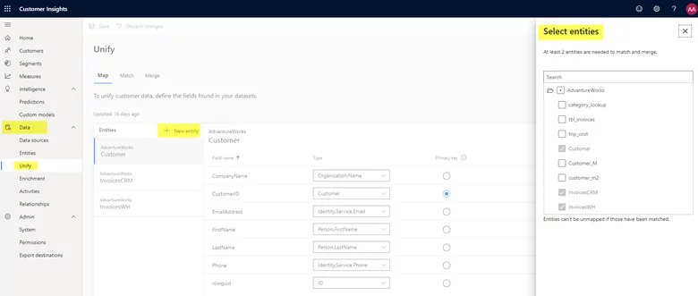 Data unification | Select Entities