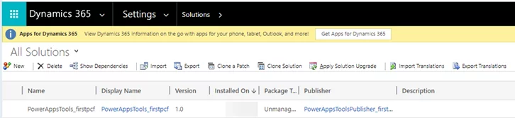 this image shows import the environment’s solution - Custom Controls with PCF