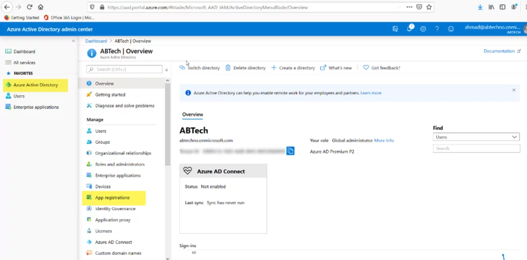 This image shows the Azure AD Configuration in