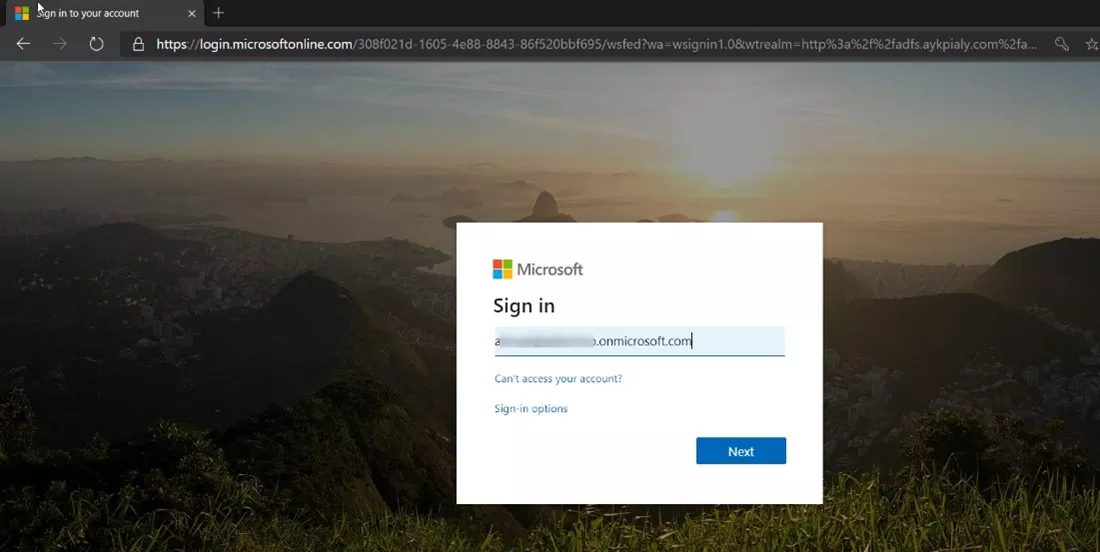 Enter your Office 365 credentials