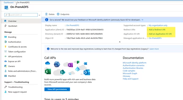 this image shows Overview panel the Setup Azure AD