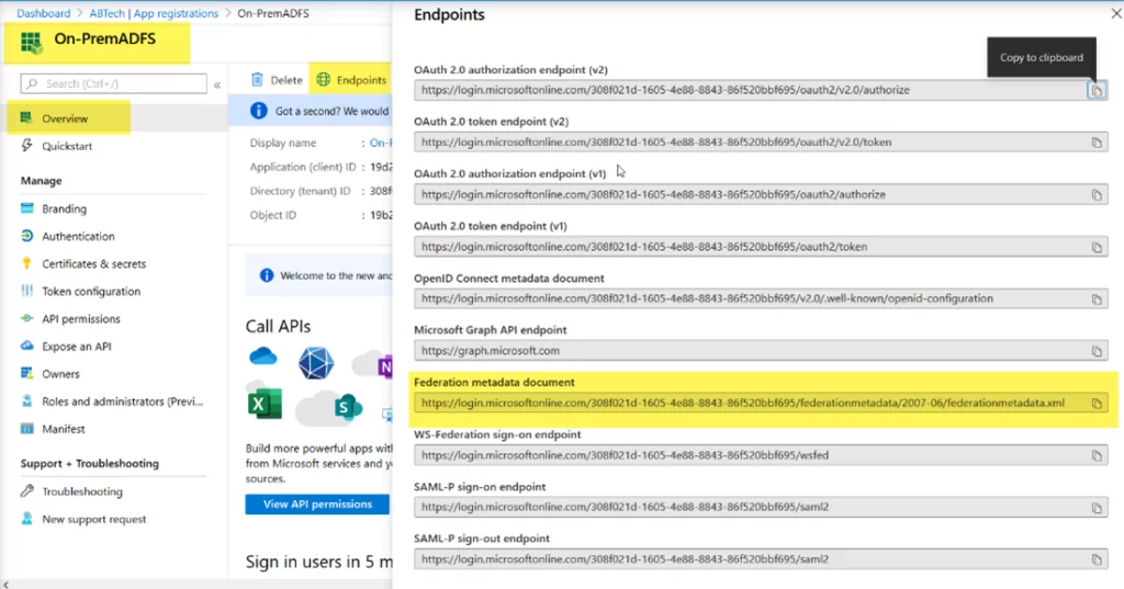 This image shows Claims Provider Trust in ADFS of Azure AD