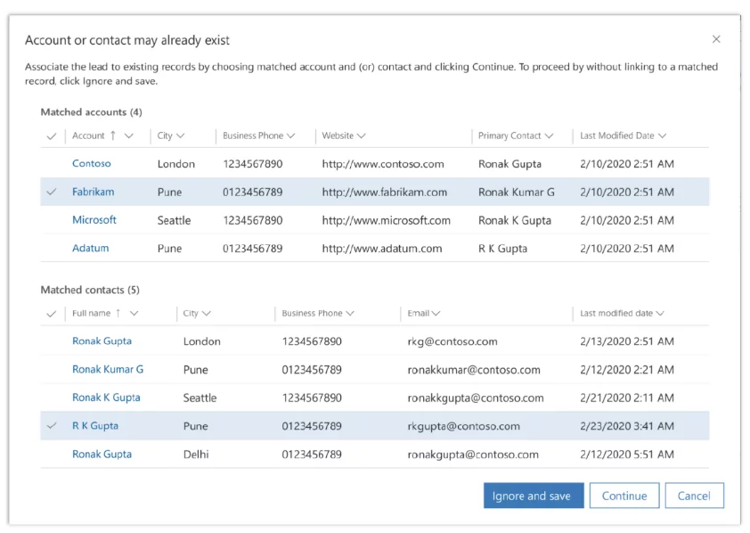 duplicate detection dialog box