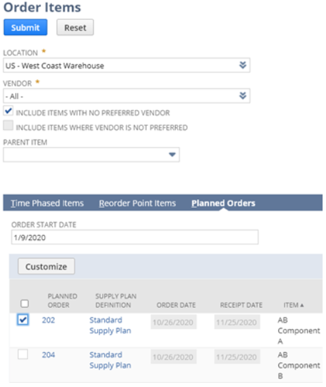 Infographics show the NetSuite’s standard ‘Order Items’ screen