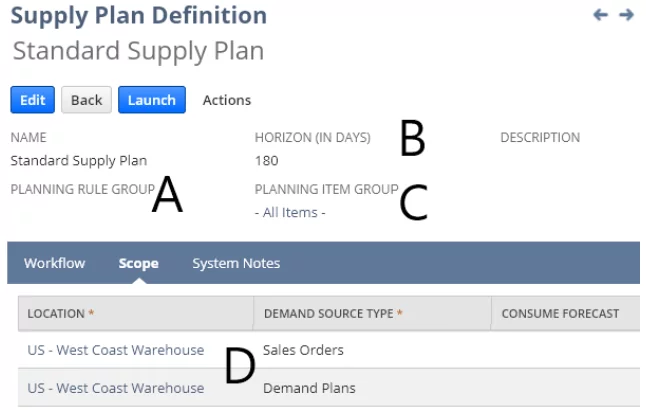 supply definition record