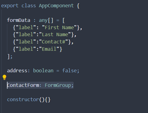 FormGroup in app.component class