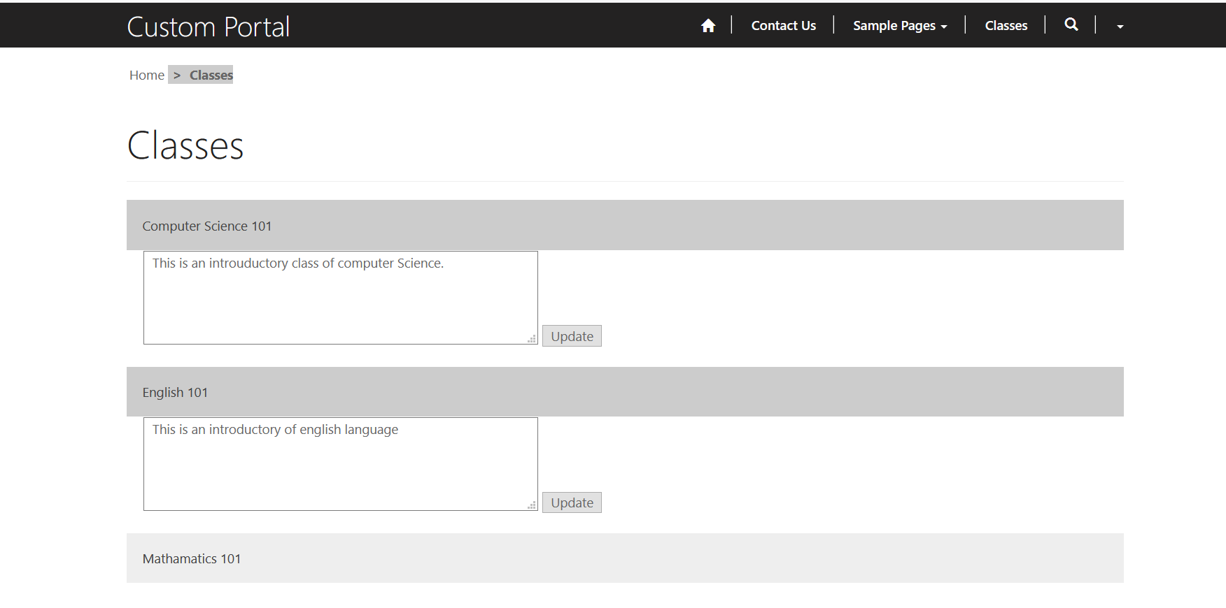 portal web page