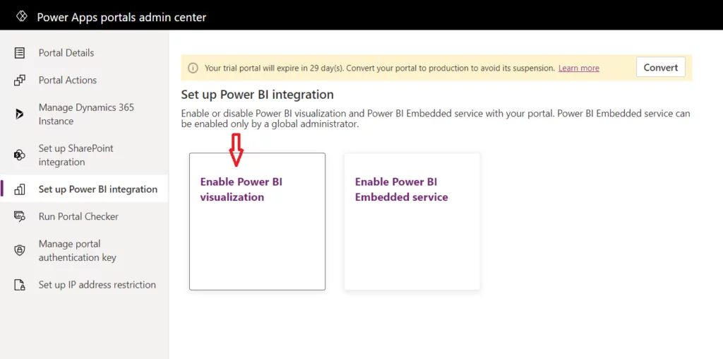 this image shows Power Apps portals admin