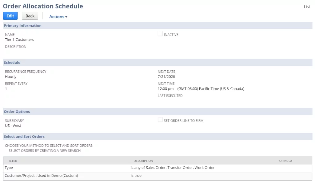order allocation schedule