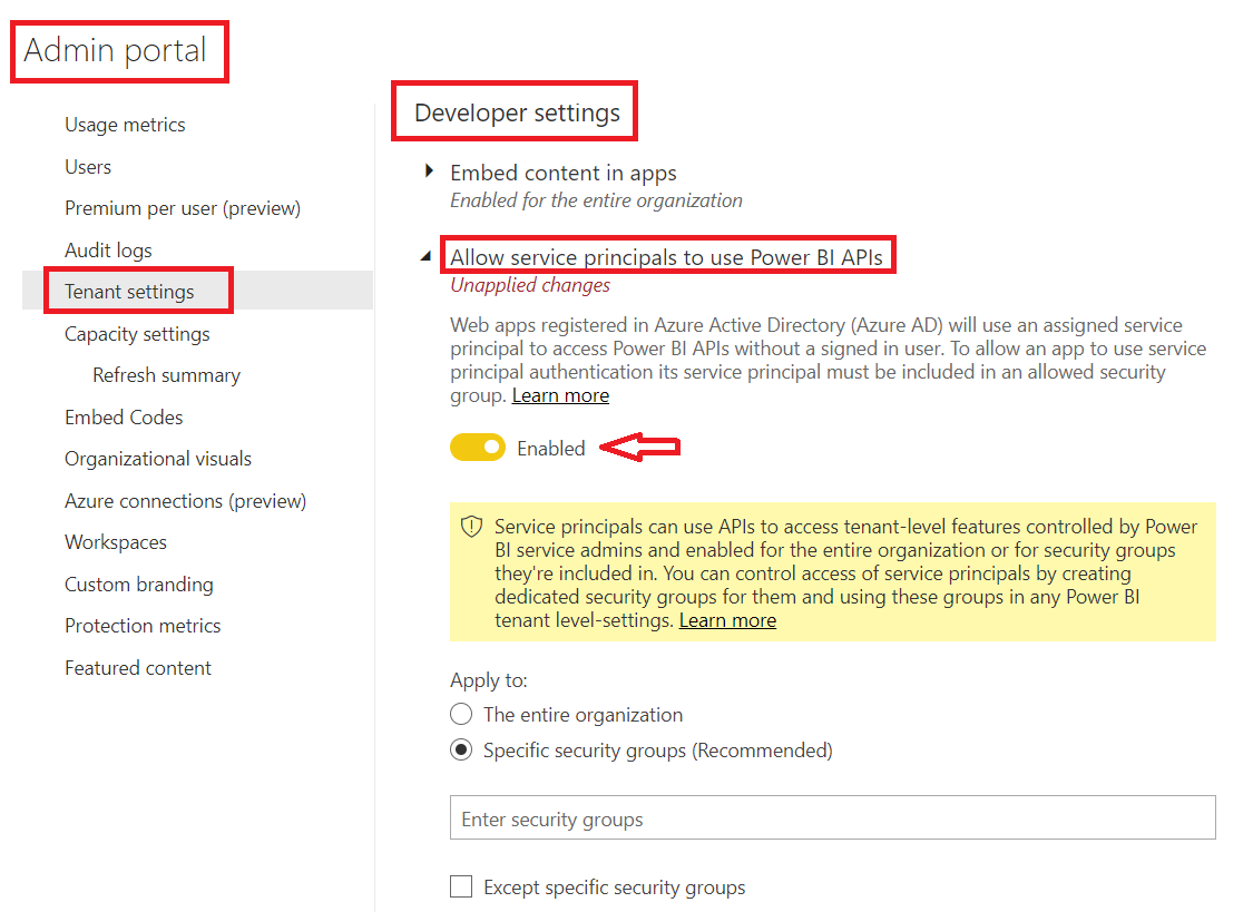 this image shows power bi Api call