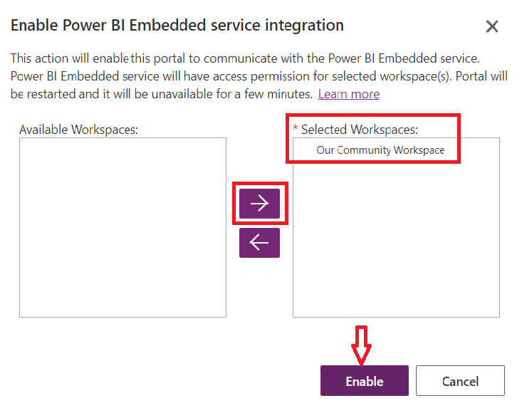 Power BI embed service integration