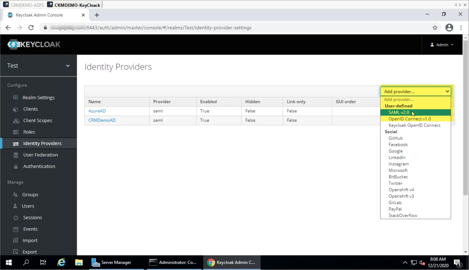 Infographic show the Click on Add Provider and Select SAML v2.0