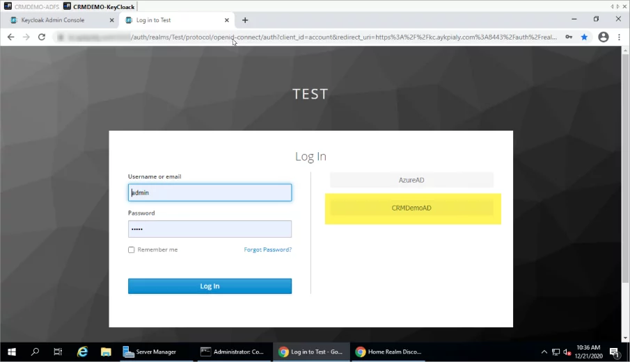 Infographic show the KeyCloak Application login page