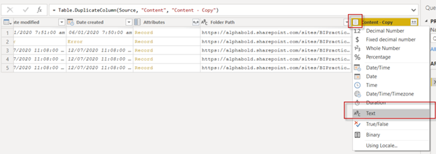 Change the name and type of duplicate column