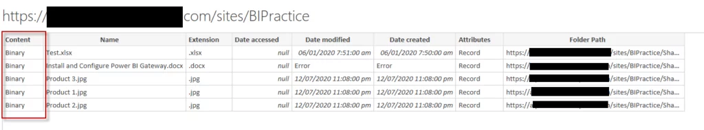 Load binary data from SharePoint to Power BI  