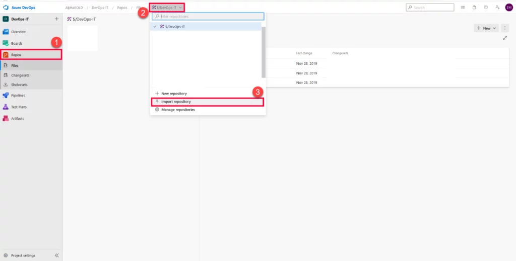 this image shows Import Repository | migrate from TFVC to Git