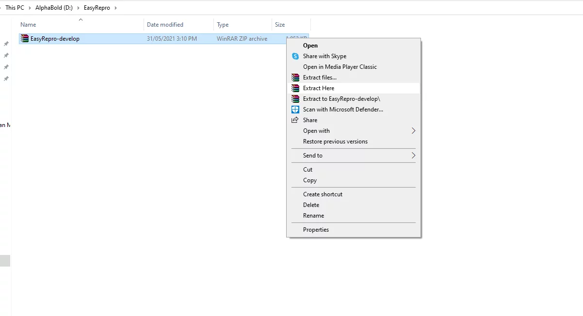 Extract Zip folder 