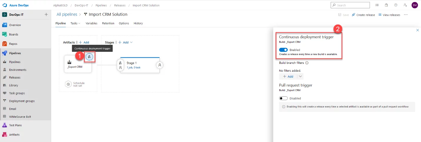 Infographic that show Continuous Deployment Trigger Button
