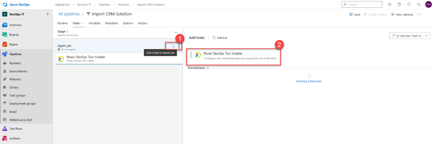 Infographic that show add the Power DevOps Tool Installer task.