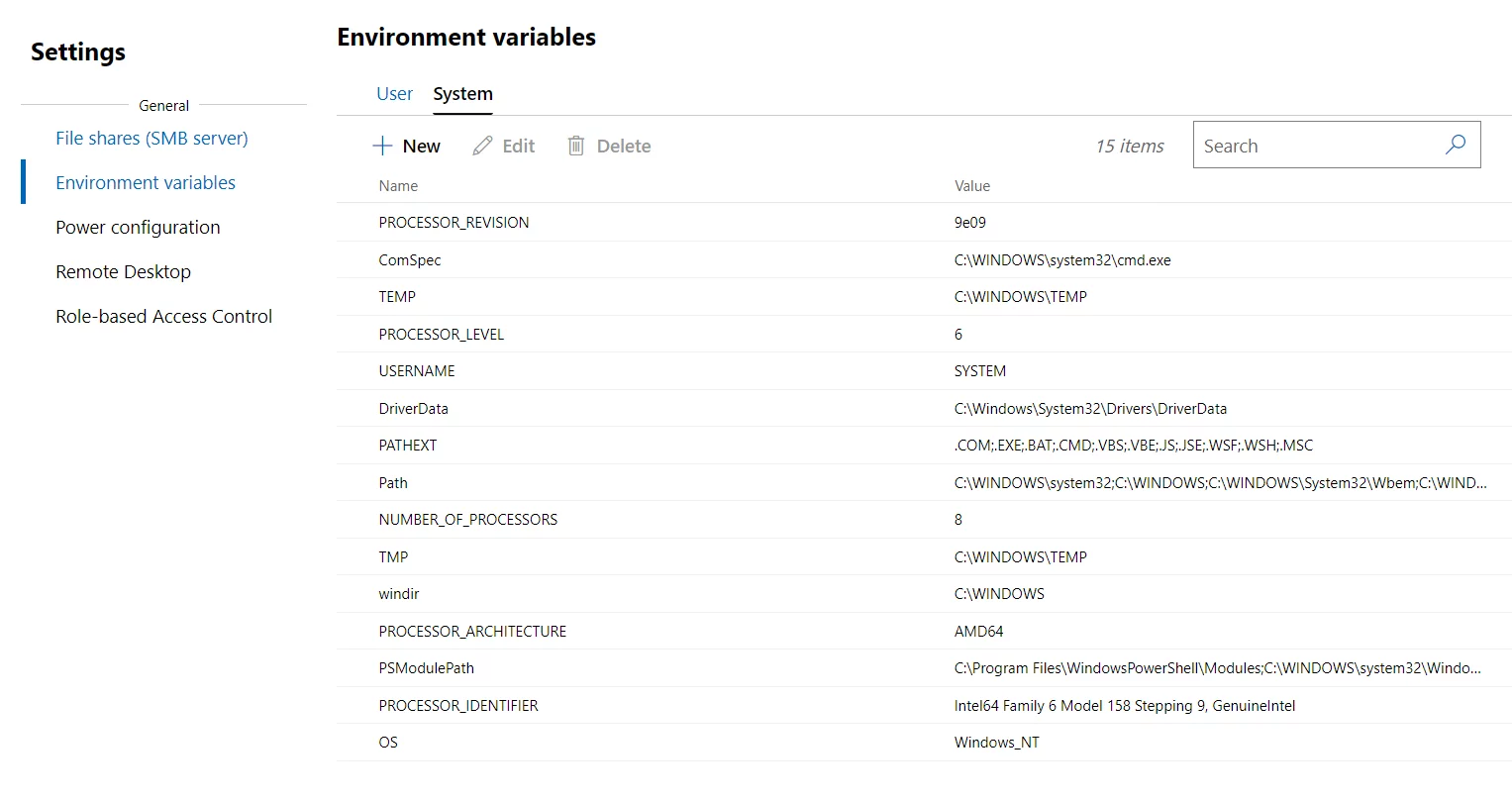 environment variables for systems