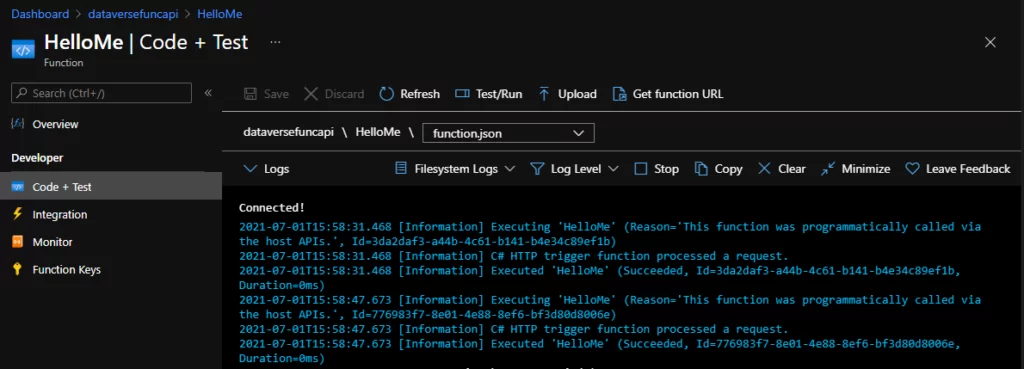 This image shows token and call the Azure Function securely