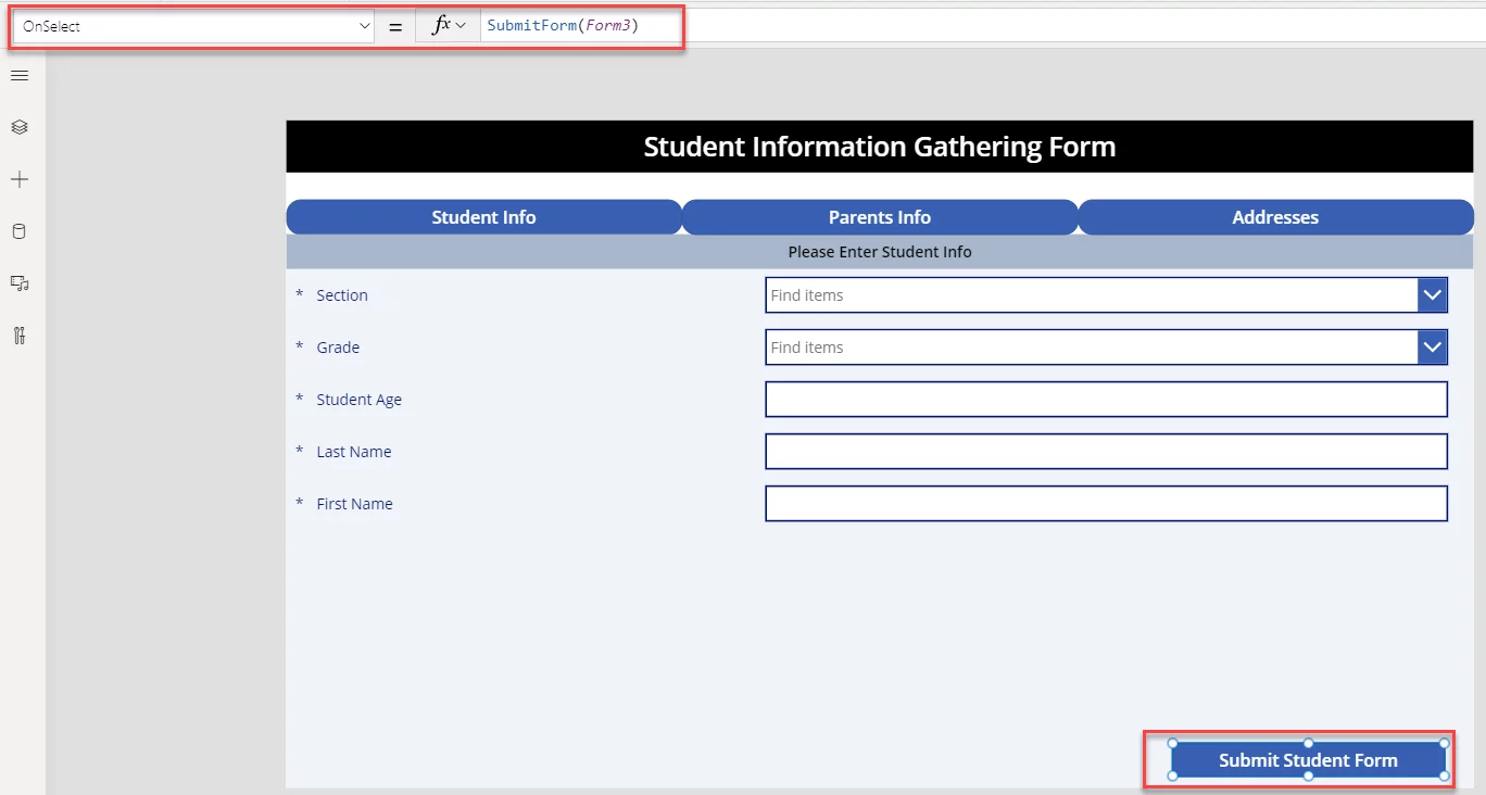 submit the form data