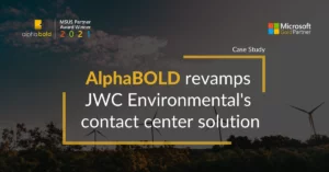 Infographic show the AlphaBOLD revamps JWC Environmental's contact center solution