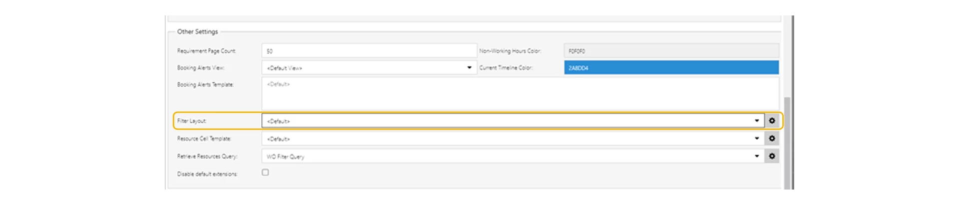 This image shows Tab settings