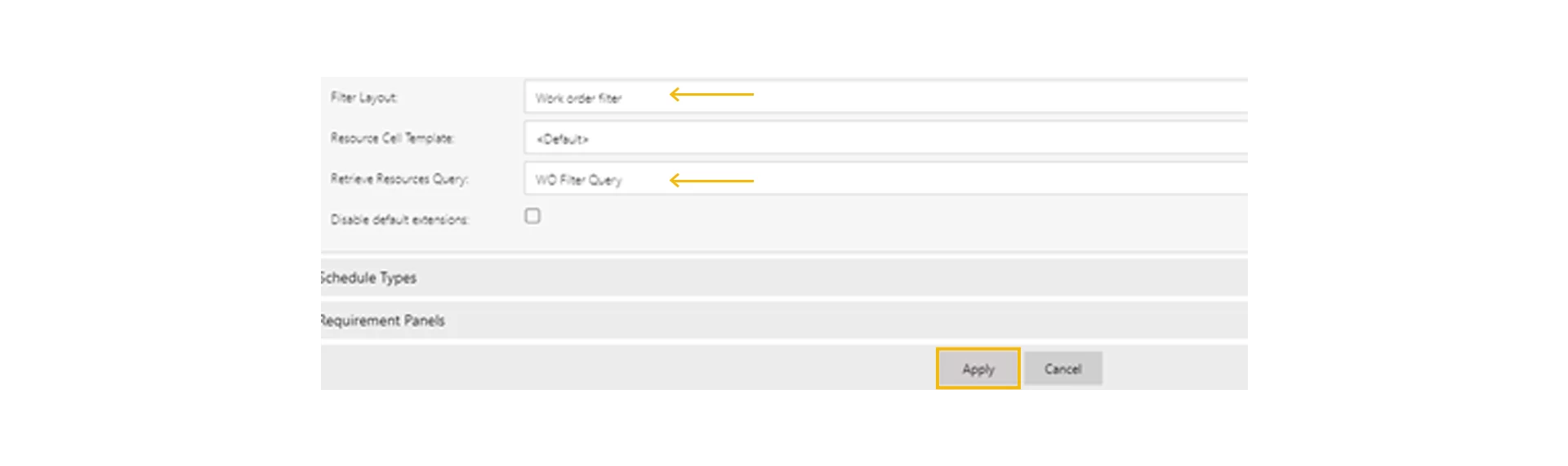This image shows alter the entity names to match your organization tables