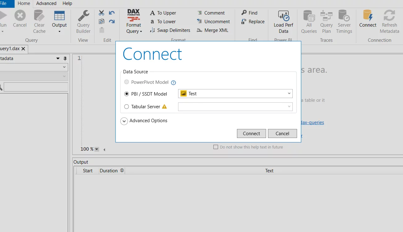 this image shows the sample PBI desktop file ‘TEST’ from DAX studio - Reduce Dataset Size In Microsoft Power BI