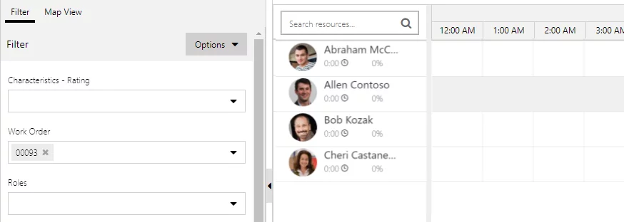 This image shows filter view in the schedule board