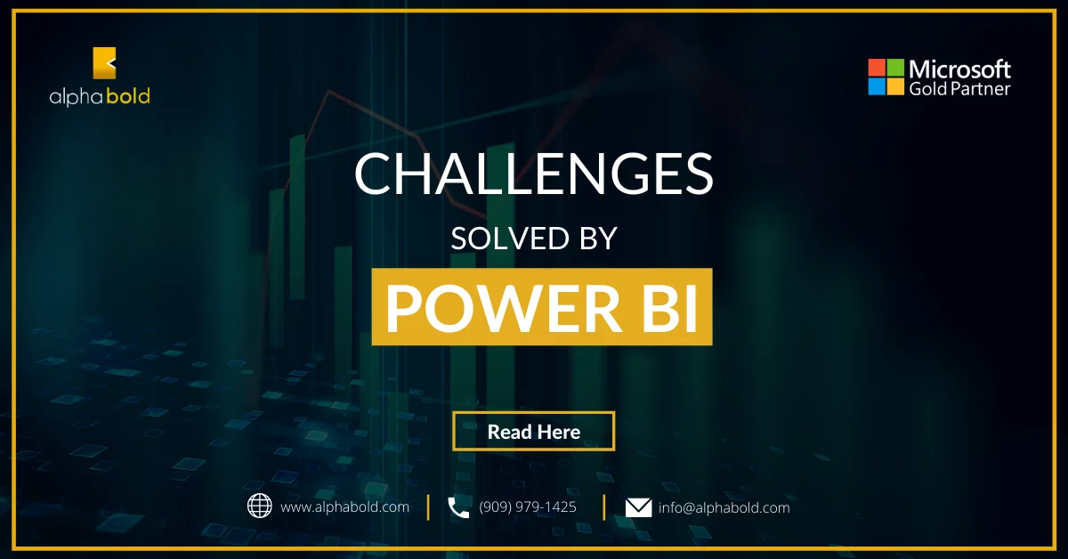 This image shows CHALLENGES SOLVED BY POWER BI