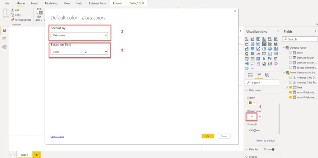 this image shows default color - What-If analysis in Power BI