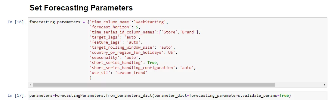 Set forecasting parameters.