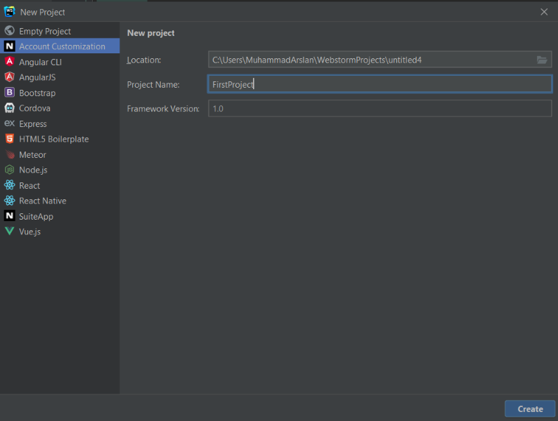 this image shows the Project > Account Customization > Enter the name of your project