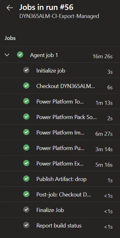 this image shows the jobs in run - Deploy PowerApps Solutions Using Azure DevOps