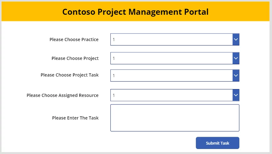 This image show the contoso project managment portal - Setting Up Project Management Dashboard In PowerApps