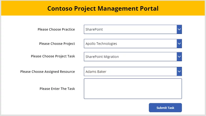 this image shows the contoso project managment portal