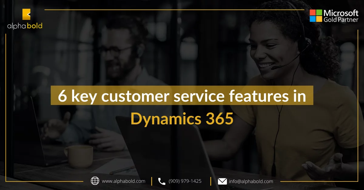 Image shows the 6 Key Customer Service Features in Dynamics 365