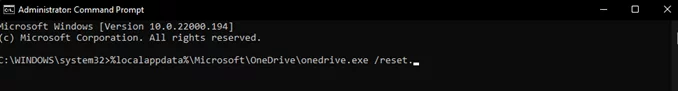 Infographic shows the Open the command prompt - Fix OneDrive Stuck on Loading