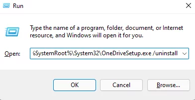 Forcefully uninstall OneDrive from your device through cmd