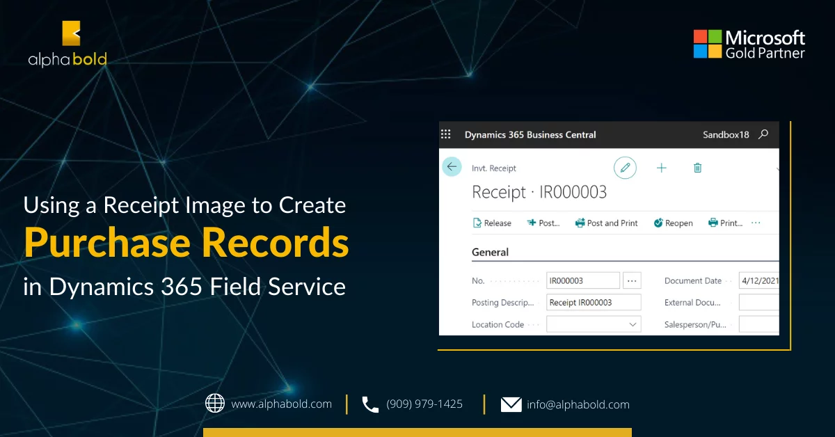 This image shows Using a Receipt Image to Create Purchase Records in Dynamics 365 Field Service