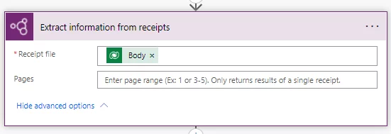 Utilize the “Extract information from receipts” step from AI Builder within power automate 