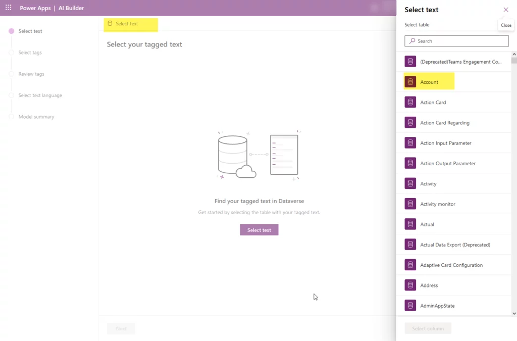 this image shows Select text’ button - Newly Added AI Models in Power Platform
